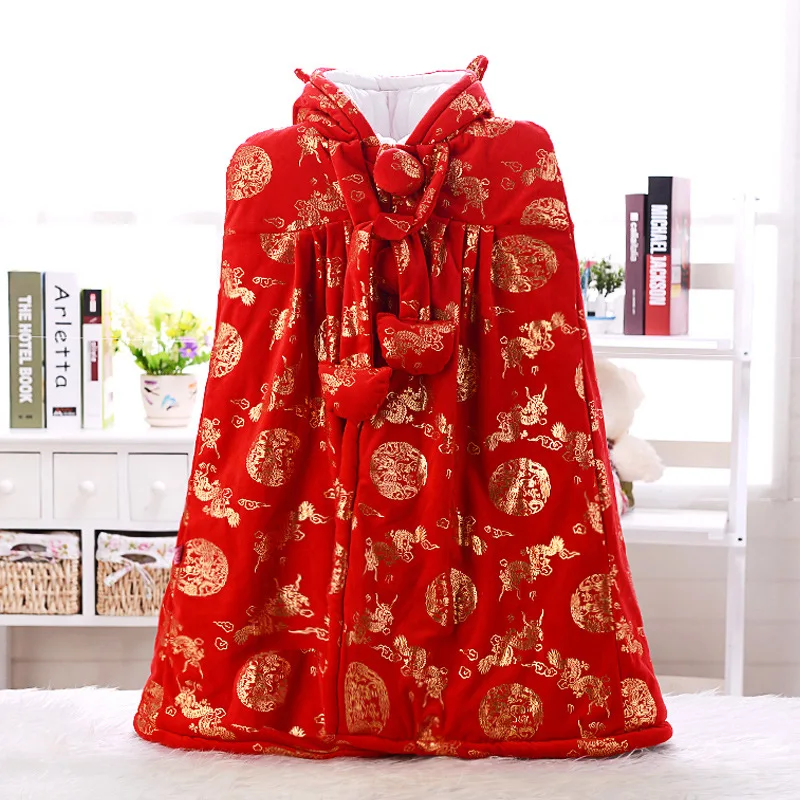 

Babies' Cloak Spring, Autumn And Winter Thickening Baby Warm out Clothes Newborns Spring And Autumn Red Coat BABY'S FIRST Month