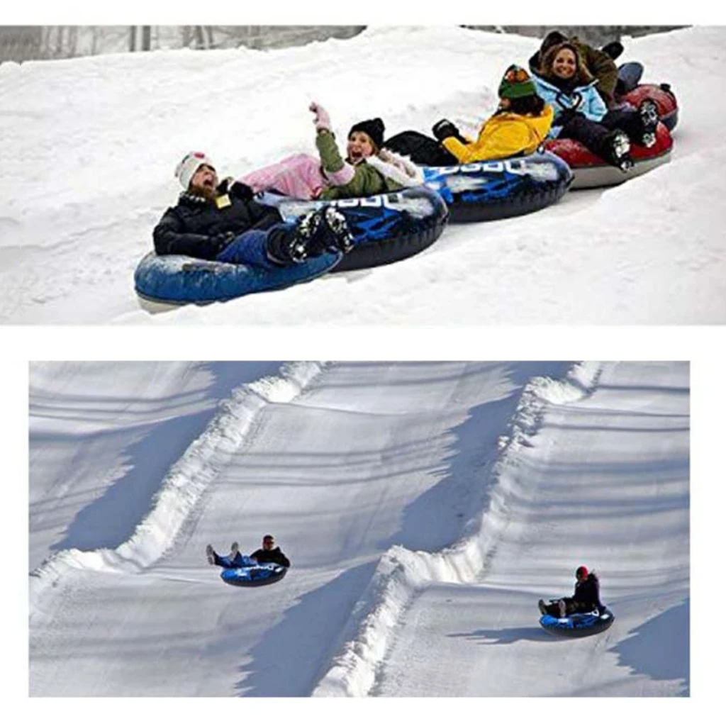47'' Floated Skiing Board Inflatable Snow Tube Snow Rider Sled w/ Handles Bottom Children Adult Outdoor Snow Tube Skiing Access