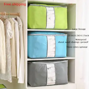 

3 Pcs Large Foldable Non-woven Clothes Quilt Blanket Zipper Storage Bag Organizer Box Moisture Dustproof Quilt Storage Bags