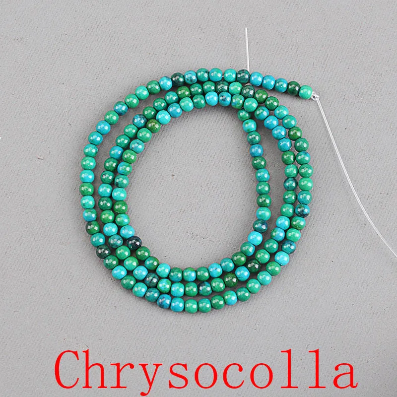 Chrysocolla Натуральный камень Агаты Амазонит гранат Turquoises Лазурит Круглые свободные бусины для самостоятельного изготовления ювелирных изделий браслет ожерелье 2 мм 3 мм - Цвет: Chrysocolla