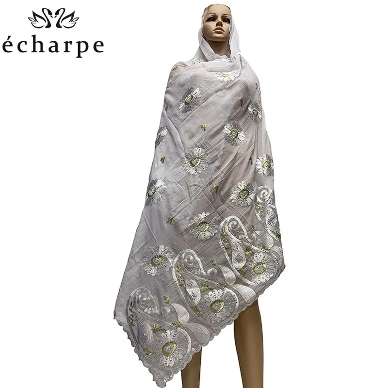 Новые африканские женские шарфы вышитые хлопок большой шарф с камнями для шали Африканский хиджаб на распродаже - Цвет: EC074-10