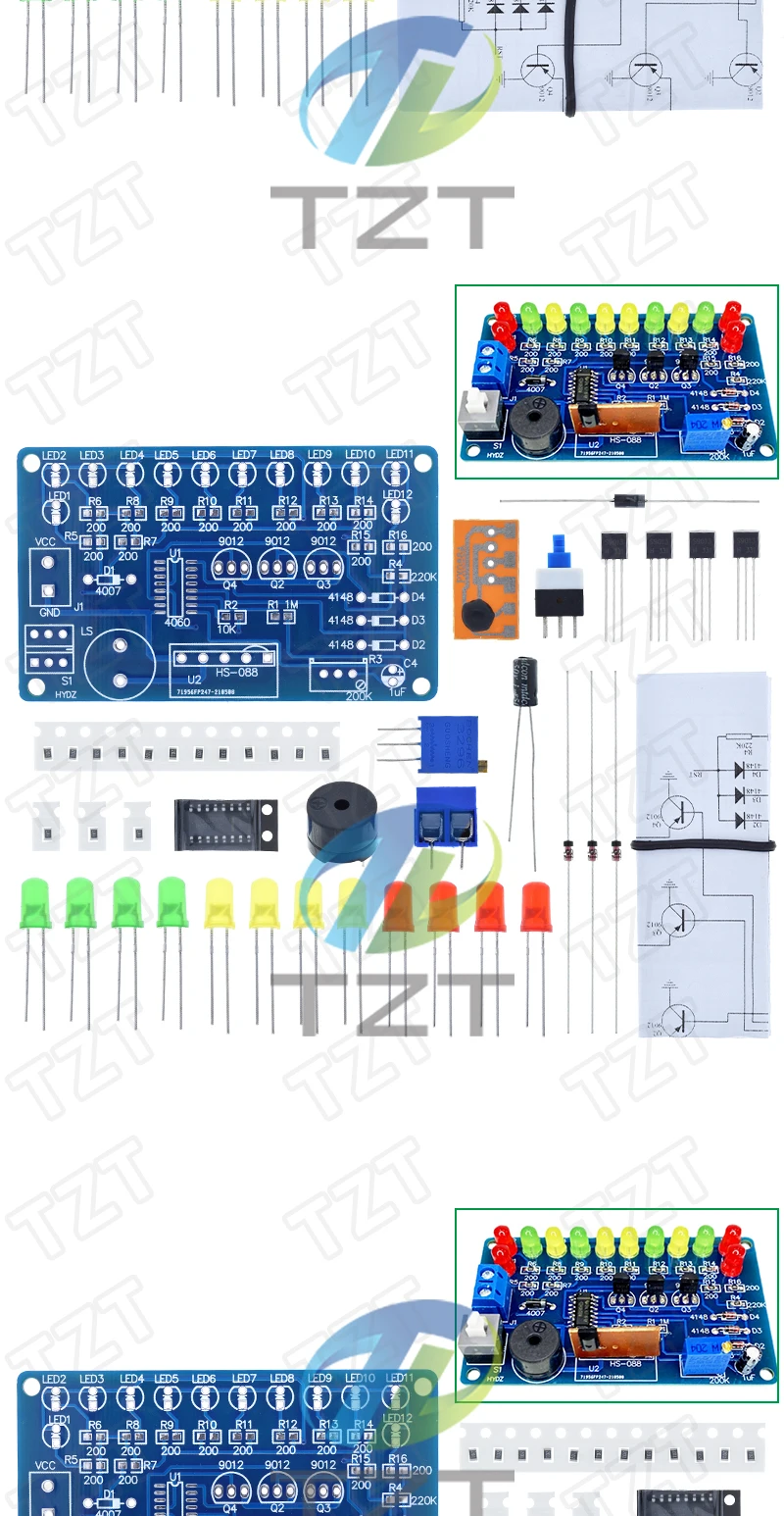 1/3PCS CD4060 SMD Musik Laterne Schaltung Schweißen Kit Traum Licht Elektronische DIY Geschicklichkeit Ausbildung In-line SMD Schweißen – Detail 5