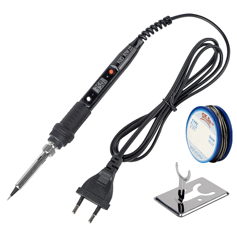 

JCD 80W Electric Soldering Iron Kits 908S Portable Digital Adjustable Temperature Wood Cautery Tool for Phone BGA SMD Repairing