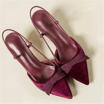 

Sexy Pointy Toe Sandals Women Pumps Butterfly-knot Decor Summer Shoes Woman Thin Heels Ladies Shoes Slip On Sandalias Mujer
