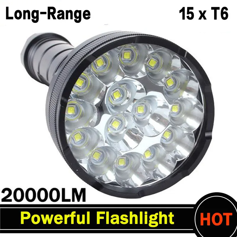  Most Bright Super long-range genuine 15*T6 LED flashlight waterproof torch 40CM detachable tube use - 4000194088477