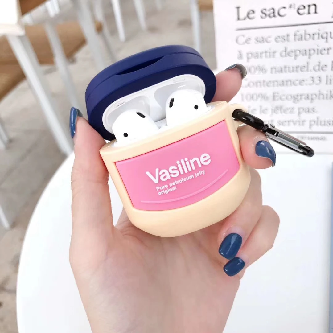 Для AirPods чехол милый забавный бальзам для губ чехол для наушников для Apple Airpods 2 Мягкий защитный чехол с карабином для пары