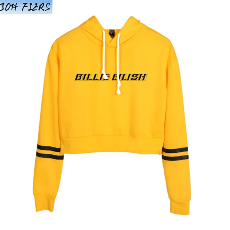 Billie Eilish Sweatshirts Street Fashion Hoodies Women Sexy Coat Autumn High Quality Crop Pullovers Billie Eilish Girl's Hoodies - Цвет: yellow2