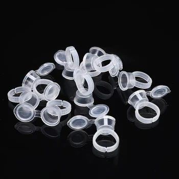 

10/50PCS Plastic Finger Rings Tattoo Ink Cup Flap Pigment Container Tattoo Color Covered Ring Accessories Tattoo Cup