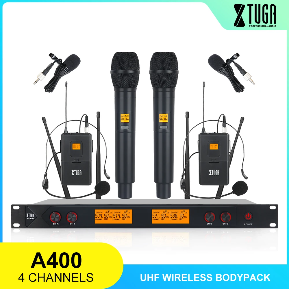 XTUGA A 400 металлический Материал 4 канальный UHF Беспроводной микрофон Системы с 2