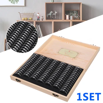 

1pc Coin Display Boxes Wooden Coin Display Case Capsule Holder Storage Collection Box 18-30mm 280*190*45mm