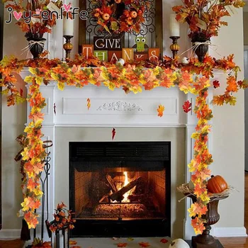 

Artificial Silk Maple Leaves Vine Garland Fake Maple Leaf For Wedding Party Halloween Thanksgiving Christmas Home Garden Decor