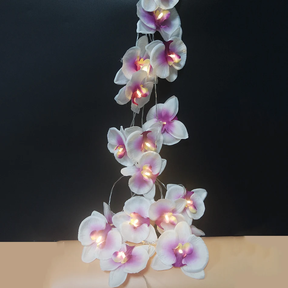 Модный элегантный цветочный светильник, гирлянда, 4 метра, 20 светодиодов, питание от батареи, ваза для дома, цветок/новогодний цветок, Орхидея, домашний декор