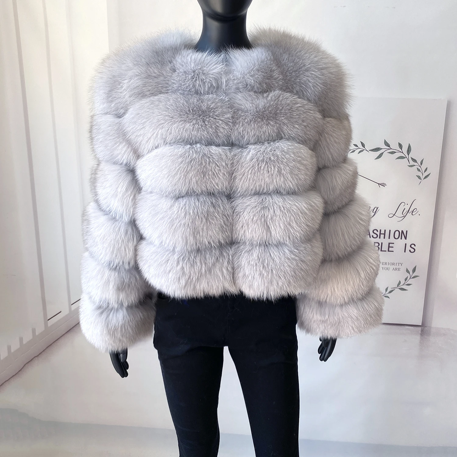 Super Fashion Real Fur Coat Women Winter Fluffy Natural Fox Fur