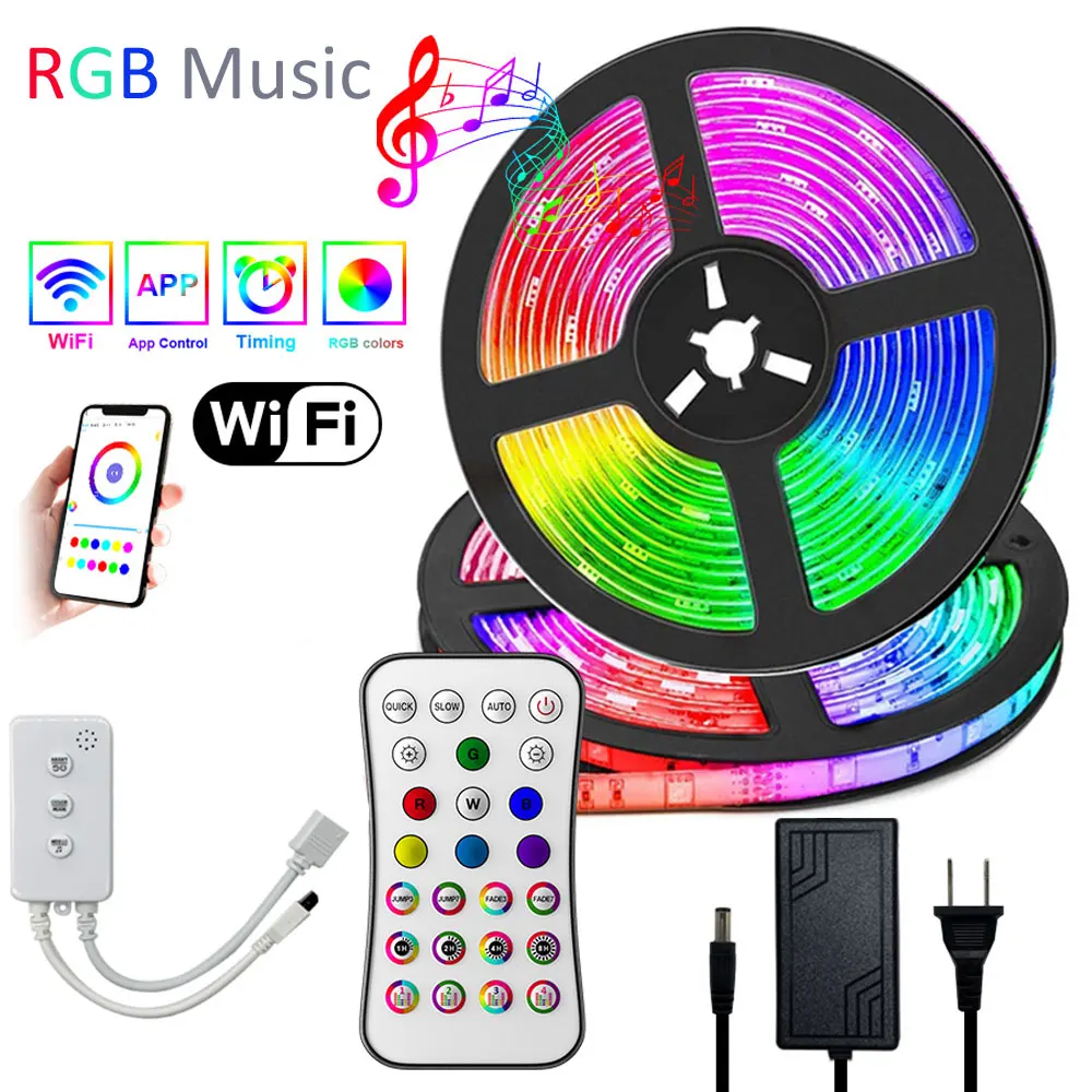 Смарт-WI-FI Светодиодные ленты светильник RGB 5050/2835 гибкая лента светящаяся