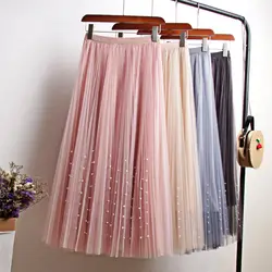 Новая юбка; сезон весна-лето; Женская юбка с высокой эластичностью; удлиненная юбка средней длины; 2019
