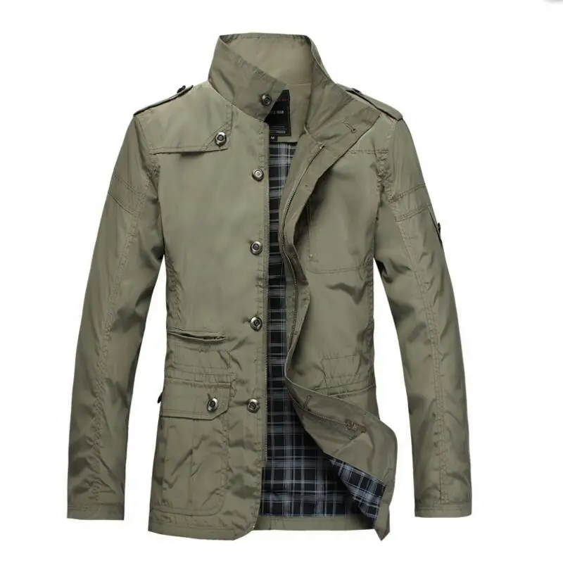 

Men's Stylish Solid Jackets Military Button Up Basic Stand Long Sleeve Trench Coat for Fall Winter Black / Khaki 5XL NEW