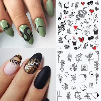 

Snake Design Water Nail Sticker Flower Leaves Nair Art Transfer Stickers Slider Decals Tip Manicuring Art Decoration Accessories