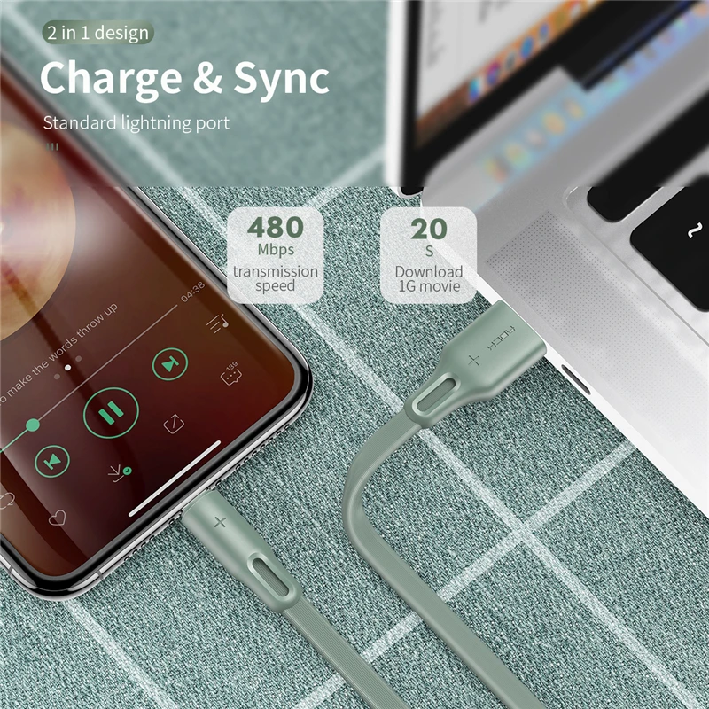 ROCK 2.4A USB Kabel Für iPhone X XS MAX XR 7 8 plus Schnelle Lade Sync Wohnung Kabel Handy ladegerä