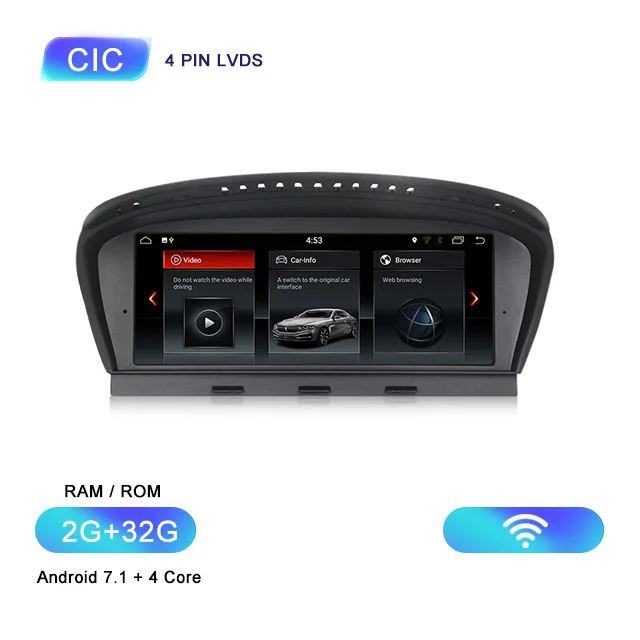 NaviFly Android 7,1/9,0 автомобильный мультимедийный плеер ips экран для BMW 5 серии E60 E61 E63 E64/3 серии E90 E91 E92 2004-2011 gps BT - Цвет: CIC WIFI 7.1-2G-32G