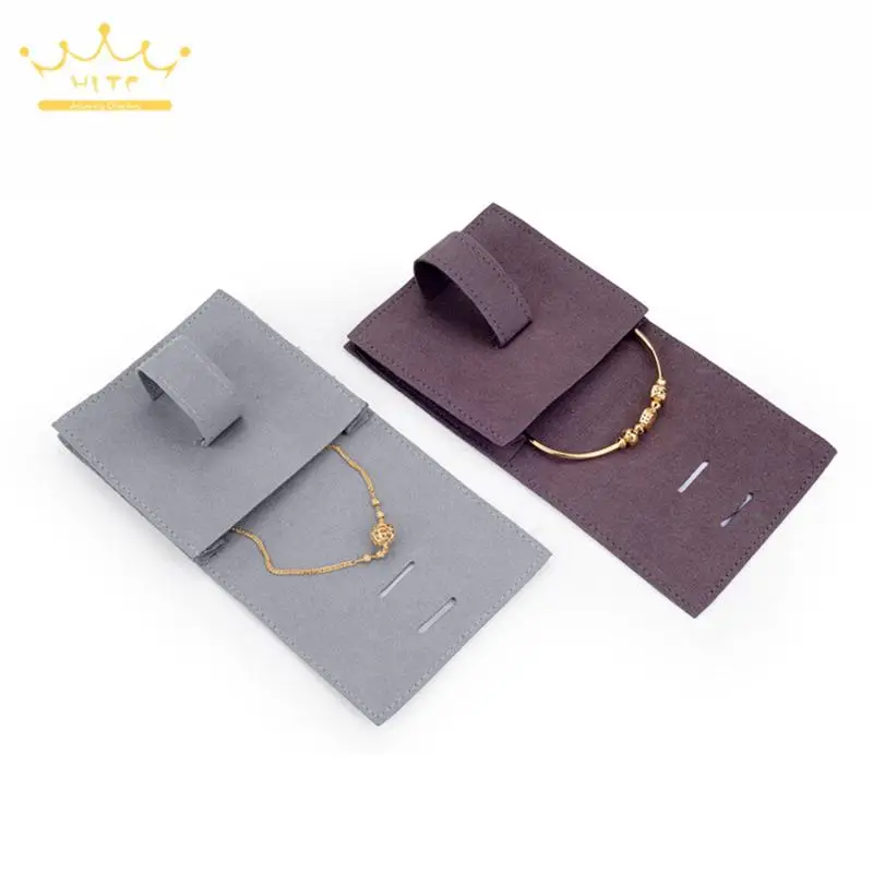 

Folded Microfiber Velvet Bag Small Chic Jewelry Pouches for Wedding Ring Earrings Necklace Festival Presents Packaging