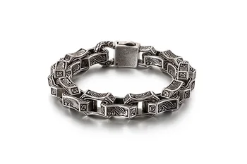 

Fashion Men Gift Punk Retro Black Chain Stainless Steel Cross Grave Flower Ellipse Buckle Chain Bracelets Jewelry