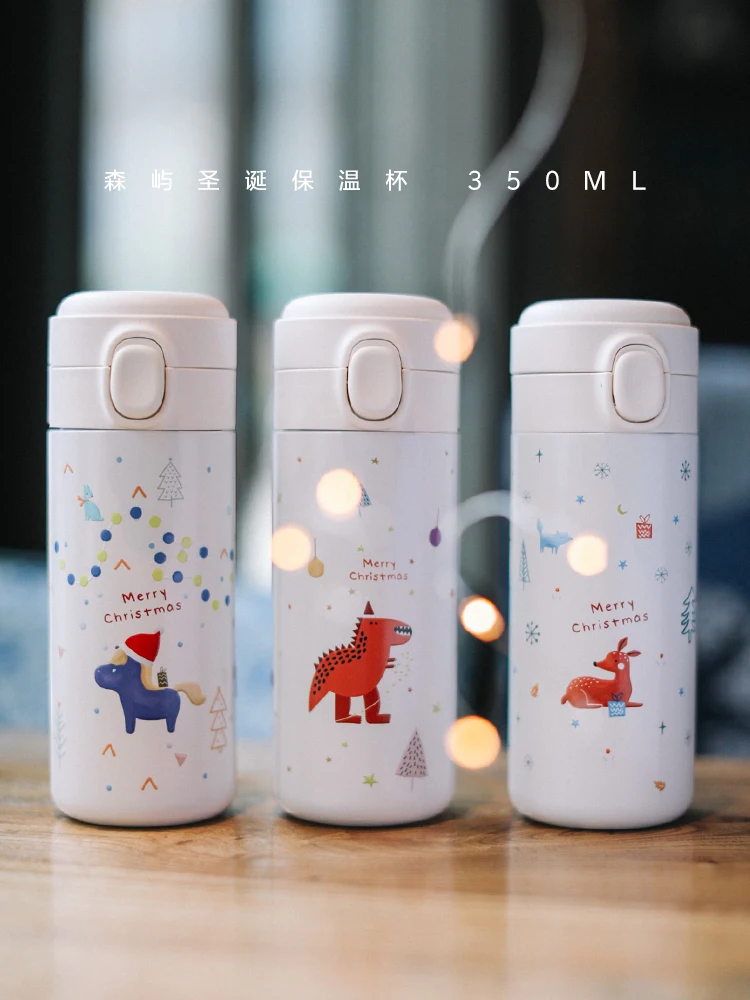316 Stainless Steel Thermo Cup Travel Coffee Mug Christmas Insulated Student Lovely Simple Male Female Drinkware BB50BW | Дом и сад