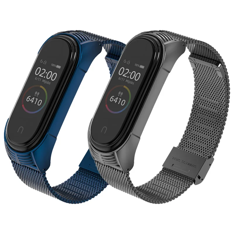 Последние TF mi Band 4 ремешок из нержавеющей стали для Xiaomi mi Band 3 Кожаный ремешок браслет mi band 3 4 Браслеты mi band 3 4