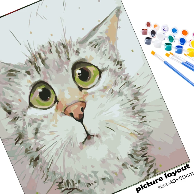 Colorful CAT Portrait Paint by Number, With / Without Frame, Home Decor,  Diy Painting Kit, Diy Painting on Canvas, Picture Frame Set 