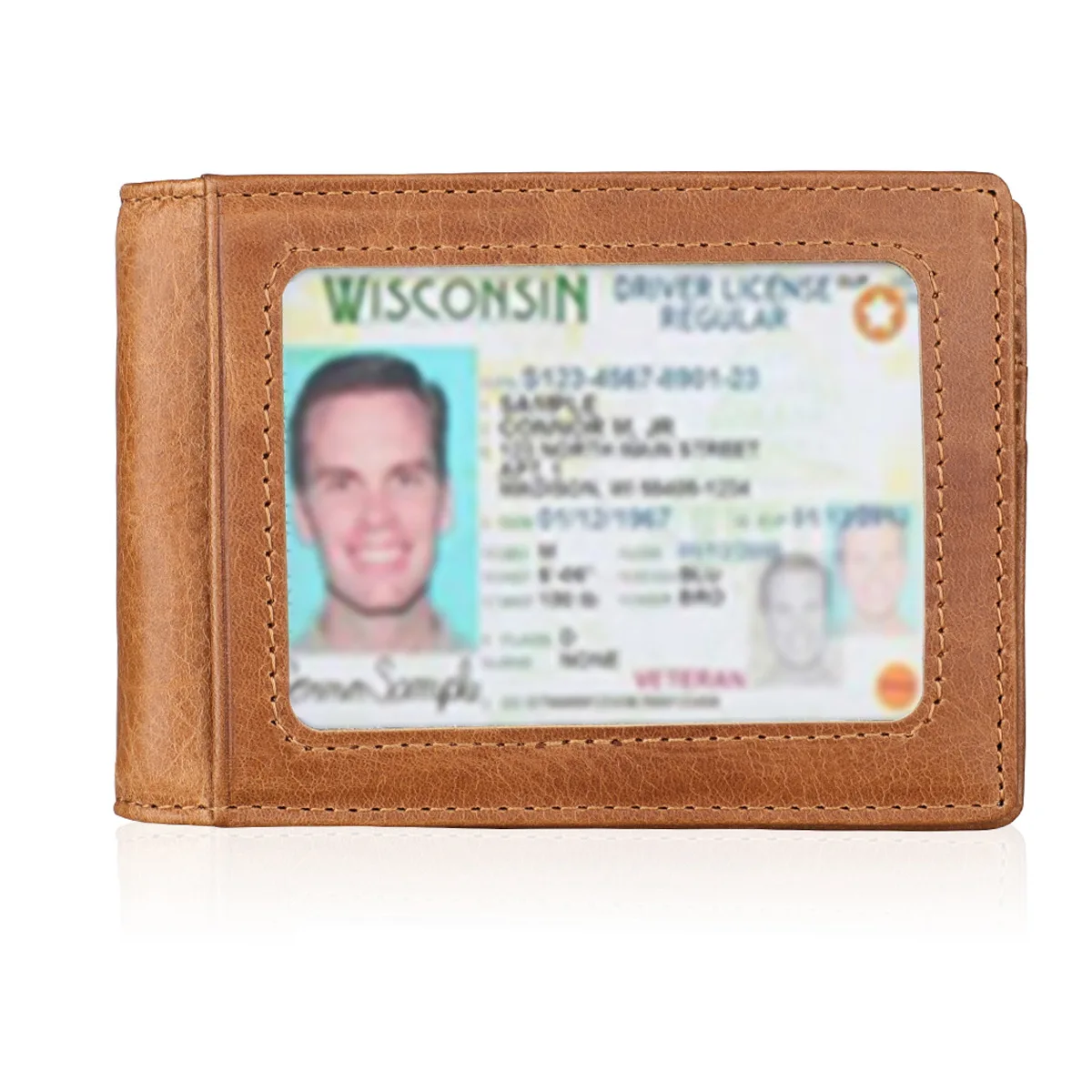 

Hot Horse Leather Retro US Dollar Wallet Card Bit More Iron Clip Pulling Card Holder rfid us Dollar Wallet