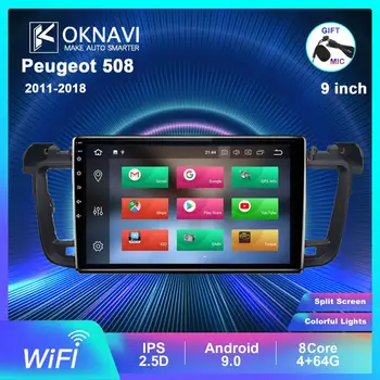

OKNAVI 2 Din 9'' OKNAVI Android 9.0 Radio ForPeugeot 508 2011 2012 2013 2018 Car Multimedia GPS 8 Core ROM 64G Radio With MiC
