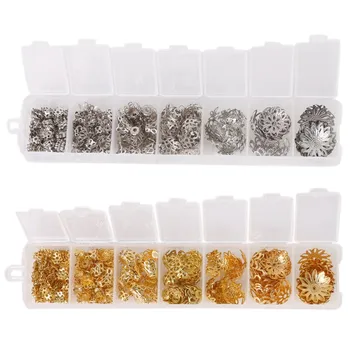 

2 Set Approx 300Pcs/Lot (6-16Mm) Mixed Beads Caps,End Caps,Cord Caps,Tassel Charms for Jewelry Making DIY Accessories, Silver &