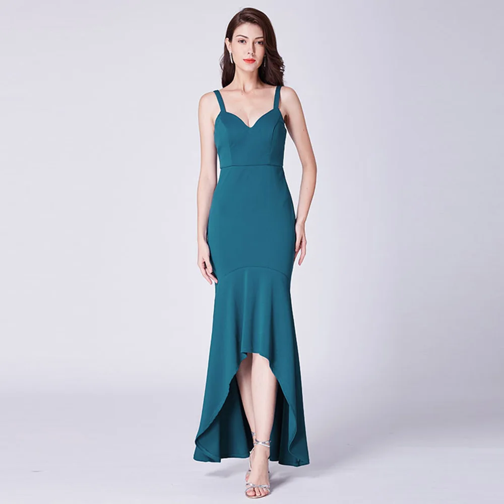

blue green elegant spaghetti straps mermaid backless sleeveless plus size evening grown party prom dresses