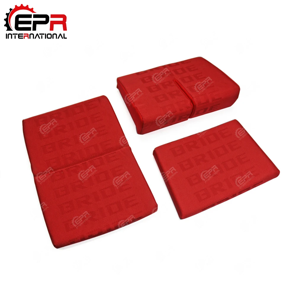 Fabric Bride Seat Cushion Universal Fitment Racing Pad 3pcs JDM Car Accessories Drift Rally Auto Body Kit Trim