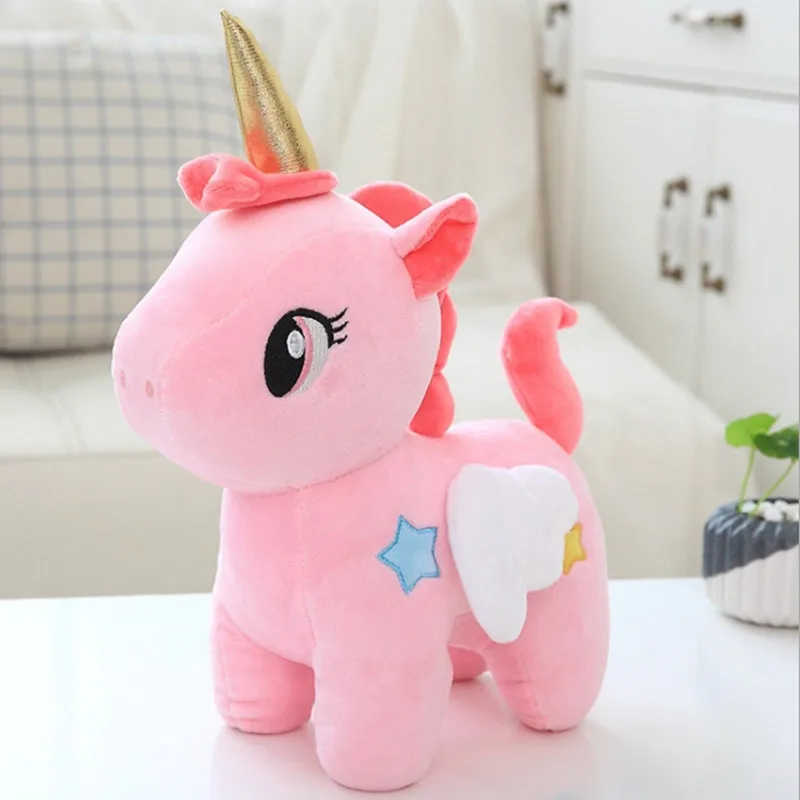 25 см мягкая плюшевая игрушка единорог для маленьких детей, кукла с подушкой для сна плюшевые животные игрушки в подарок на день рождения для девочек детей - Цвет: Розовый