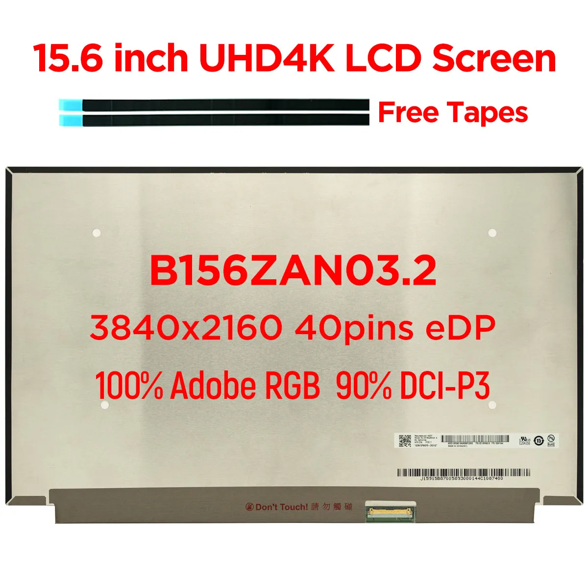 

Оригинальный B156ZAN03.2 для Lenovo ThinkPad X1 P52 P52S P53 P53s T590 ЖК-экран для ноутбука 15,6 дюйма светодиодный дисплей UHD4K 3840x2160 40pin eDP