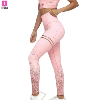 

2019 Women Sequined High Waist Yoga Fitness Leggings Glitter Running Gym Stretchy Sport Pants Trousers