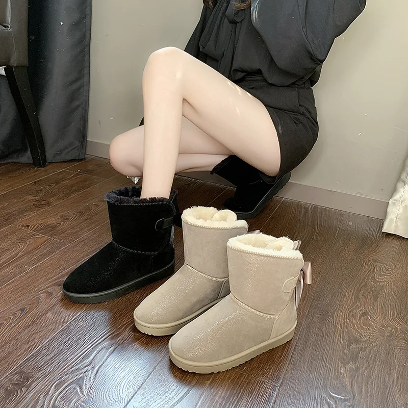 Bootee/ г.; женские кожаные ботинки; женские ботинки; зимние ботинки на плоской подошве со шнуровкой на низком каблуке; австралийские ботинки с круглым носком на резиновой подошве средней высоты