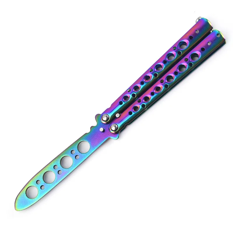 Portable practice butterfly knife csgo balisong trainer stainless steel pocket foldable knife training tool for outdoor games - top knives