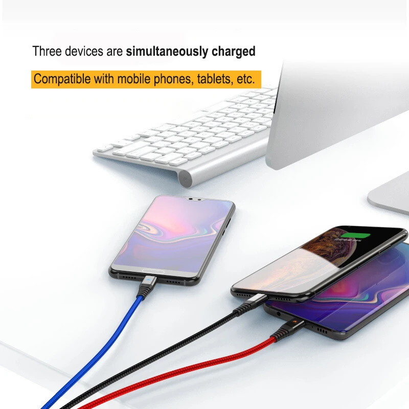 3в1 светодиодный usb кабель для зарядки 3в1 Micro usb type C 8-контактный кабель для зарядки iPhone huawei Мульти Usb порт несколько Usbc телефонный кабель