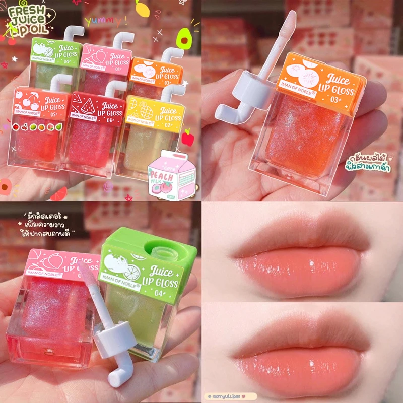 Cute Fresh Juice Lip Oil Fruity Lip Tint Clear Lip Gloss Moisturizing