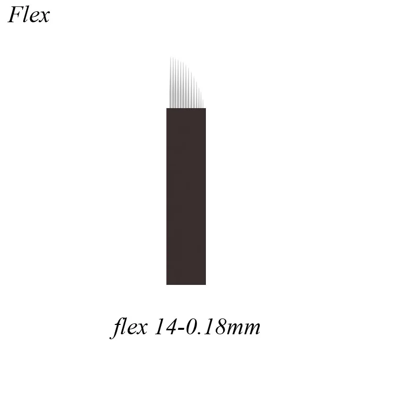 LÂMINAS FLEX TEBORI 14 PONTAS микроблейдинг иглы кривая Флекси 0 18 мм для бровей ручное
