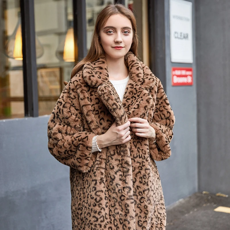 ZADORIN Leopard Print Loose Casual Long Faux Fur Coat Turn down Collar Warm  Women Winter Fur Jackets Vintage Parka Streetwear|Faux Fur| - AliExpress