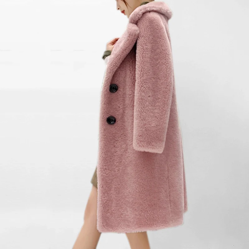 Imitation lamb fur coat in the long section sheep