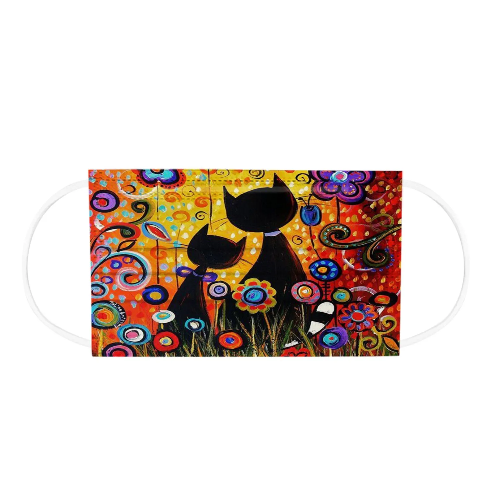 10pc Adult Flowers Cat Cartoons Printing Three-layer Disposable Mask Mascarillas Christmas Mascherine Masque jetables Cosplay 6