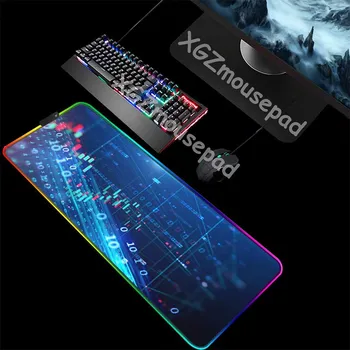 

XGZ Large RGB Gaming Mouse Pad Precision Black Lock Edge Fashion Technology Data Pattern Custom Computer Desk Mat Non-slip Xxl