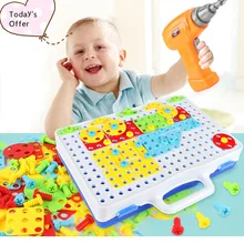 149/193 Для мальчиков из двух предметов для детей игрушки Детские игрушечные дрели электрическая дрель винты головоломка в собранном виде мозаики дизайн строительные игрушки креативная развивающая игрушка