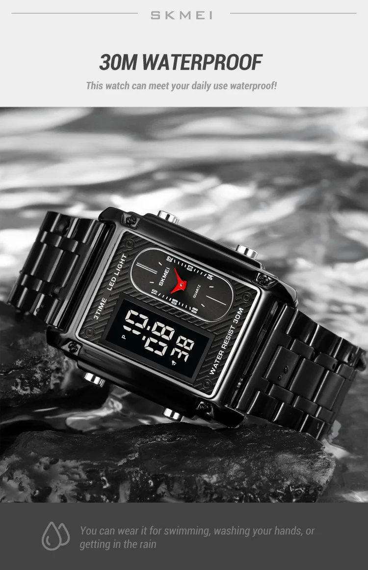 SKMEI 1868 Multiple Time Digital Analog Watch description image 7