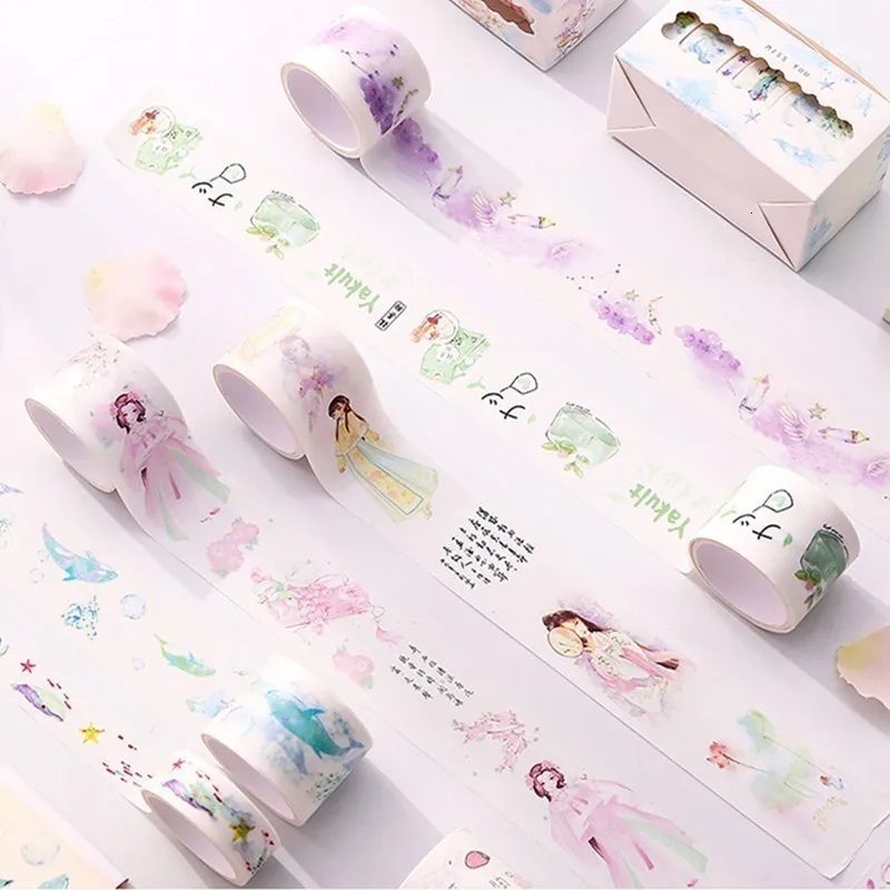 Creative Kawaii Hand Account Masking Tape Set Cute Cartoon DIY Decoration Scrapbooking Adhesive Washi Tape Art Supplies 024058
