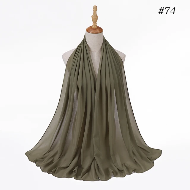 women plain bubble chiffon scarf hijab wrap printe solid color shawls headband women hijabs scarves/scarf 60 colors COLOR 74