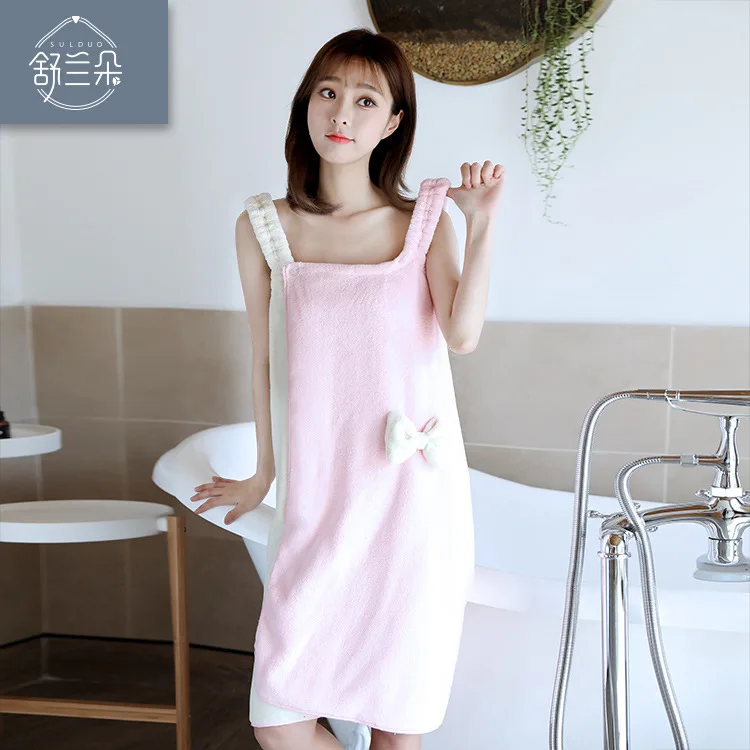 

Warp Knitting Polyester And Nylon Coral Velvet Camisole Bath Skirt-Style Two Sorts Color Bow Bath Skirt